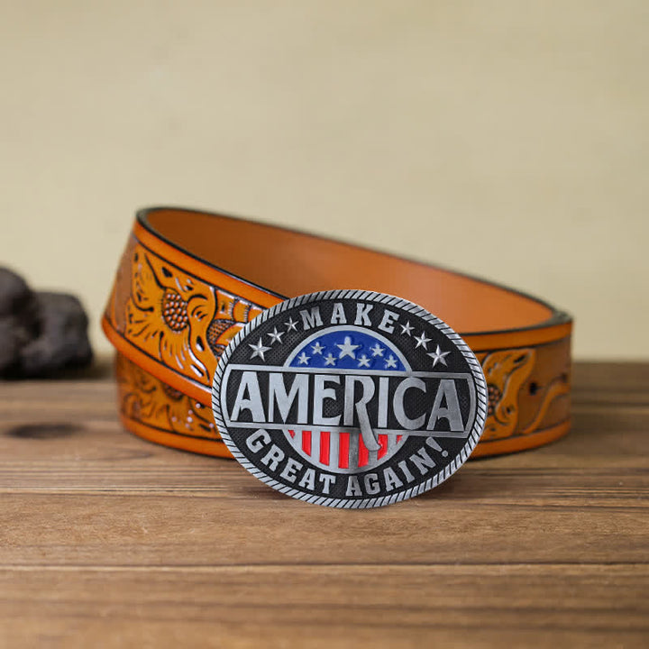 Men's DIY Make America Great Again Buckle Leather Belt