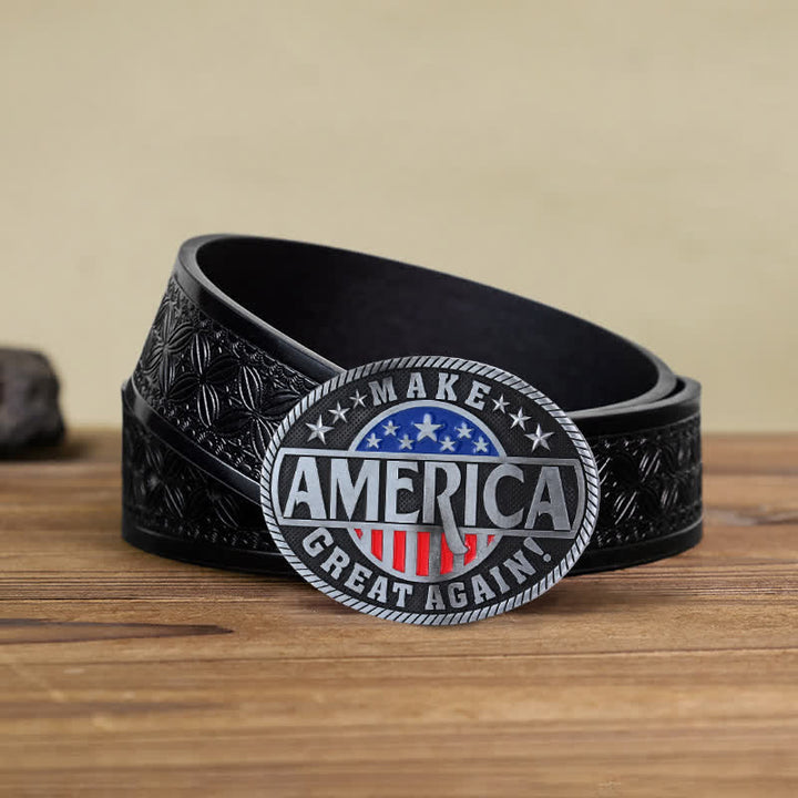 Men's DIY Make America Great Again Buckle Leather Belt