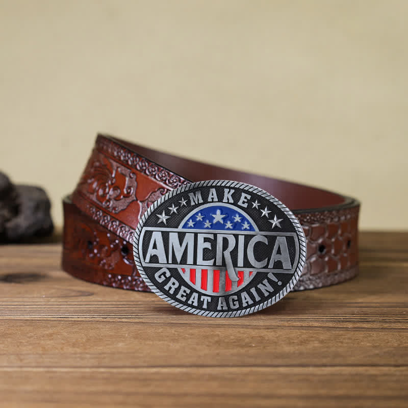 Men's DIY Make America Great Again Buckle Leather Belt