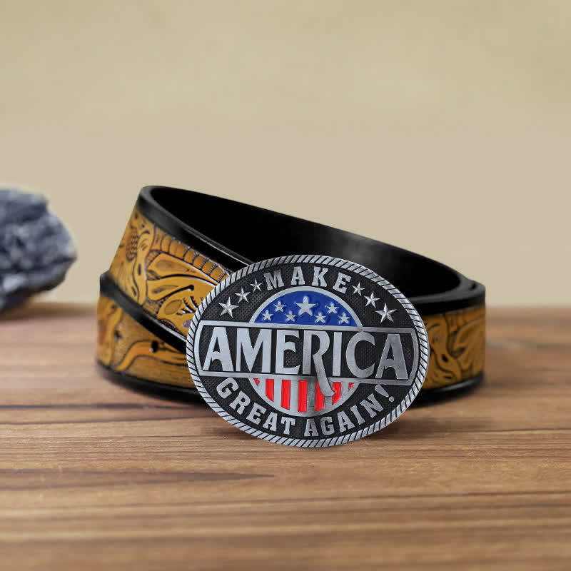 Men's DIY Make America Great Again Buckle Leather Belt