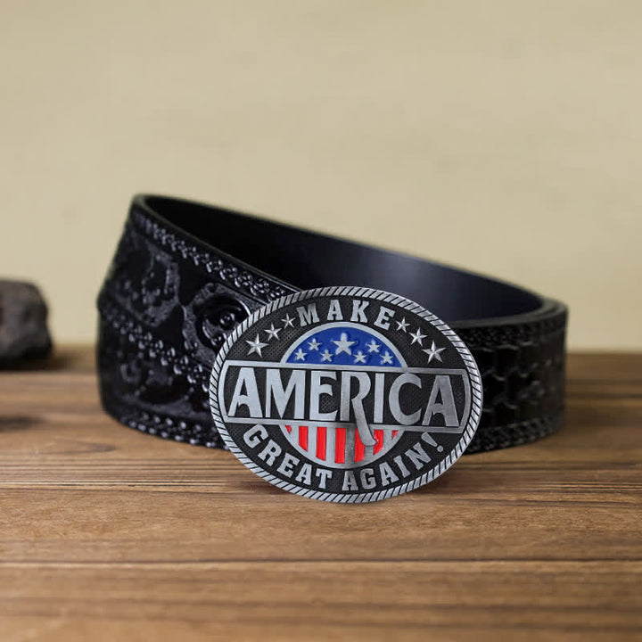 Men's DIY Make America Great Again Buckle Leather Belt