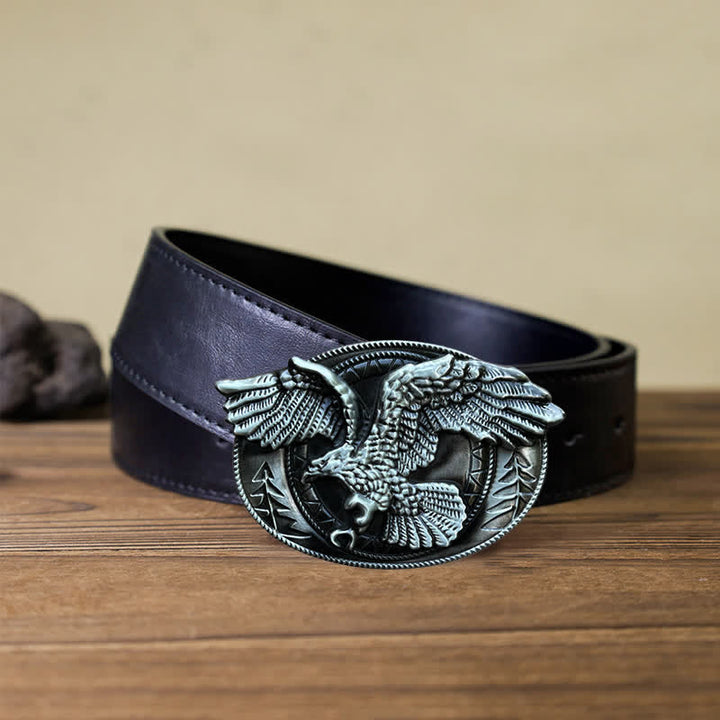 Men's DIY Flying Bald Eagle Buckle Leather Belt