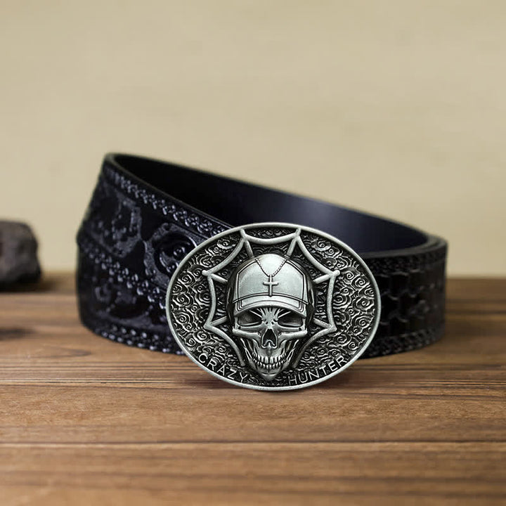 Men's DIY Crazy Hunter Skull Buckle Leather Belt