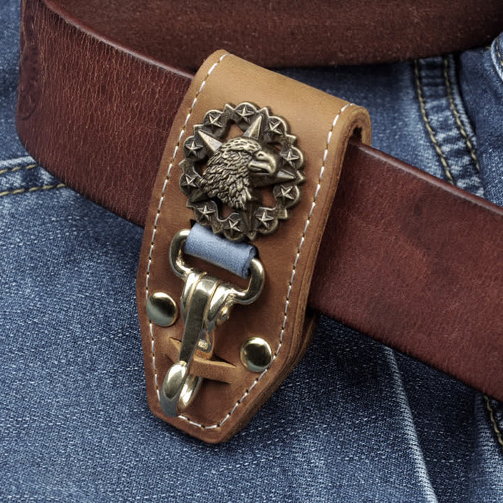 Eagle Head Belt Accessory Handemade Leather Keychain