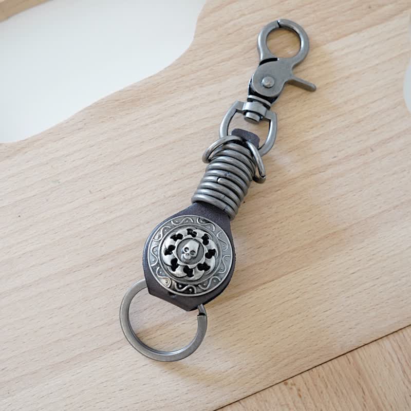 Skull Head Key Organizer Leather Keychain