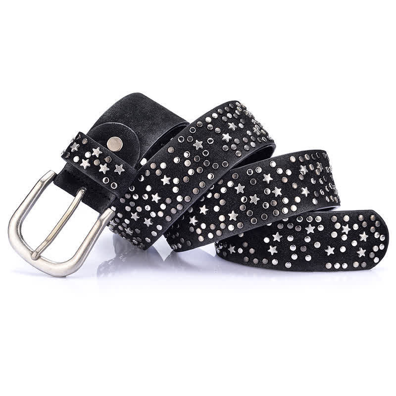 Women's Starry Night Rivet Studded Leather Belt