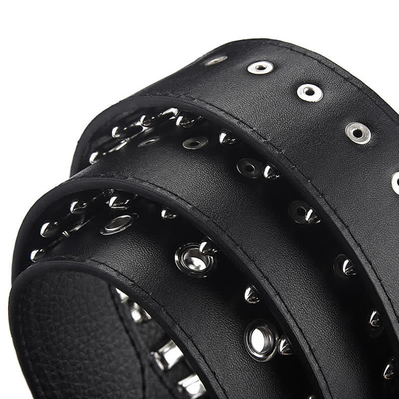 Black Punk Rock Bullets Rivet Studded Leather Belt