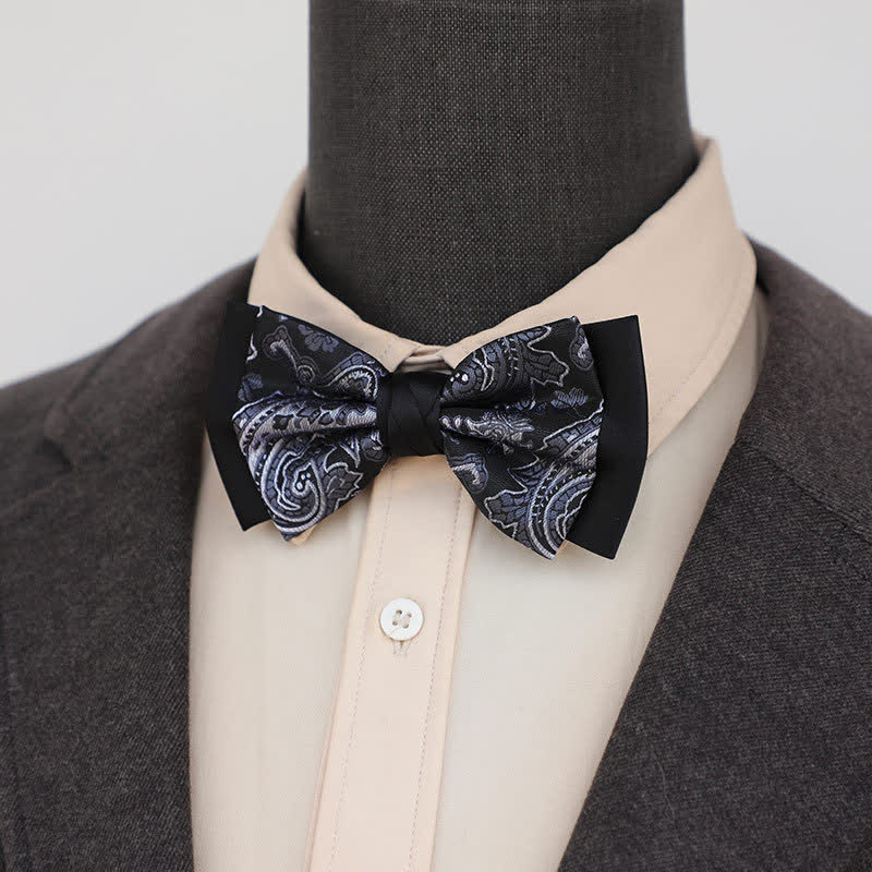 Men's Personality Paisley Double Layered Bow Tie