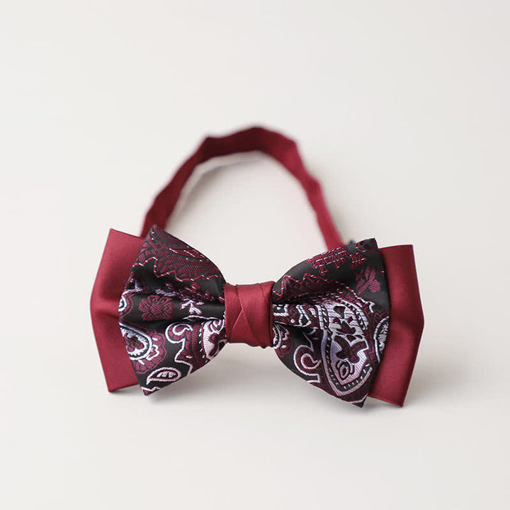 Men's Personality Paisley Double Layered Bow Tie