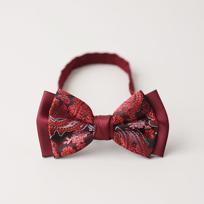 Men's Personality Paisley Double Layered Bow Tie