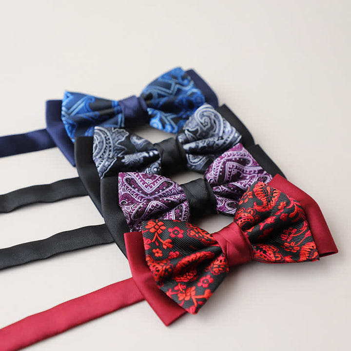 Men's Personality Paisley Double Layered Bow Tie