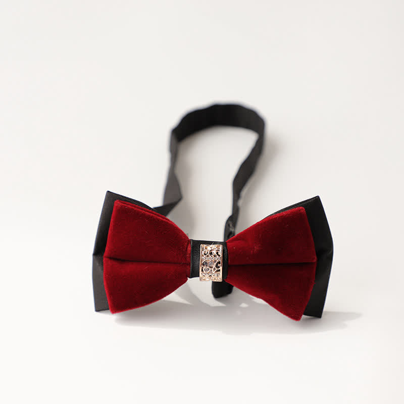 Men's Luxury Velvet Rhinestone Inlaid Wedding Bow Tie