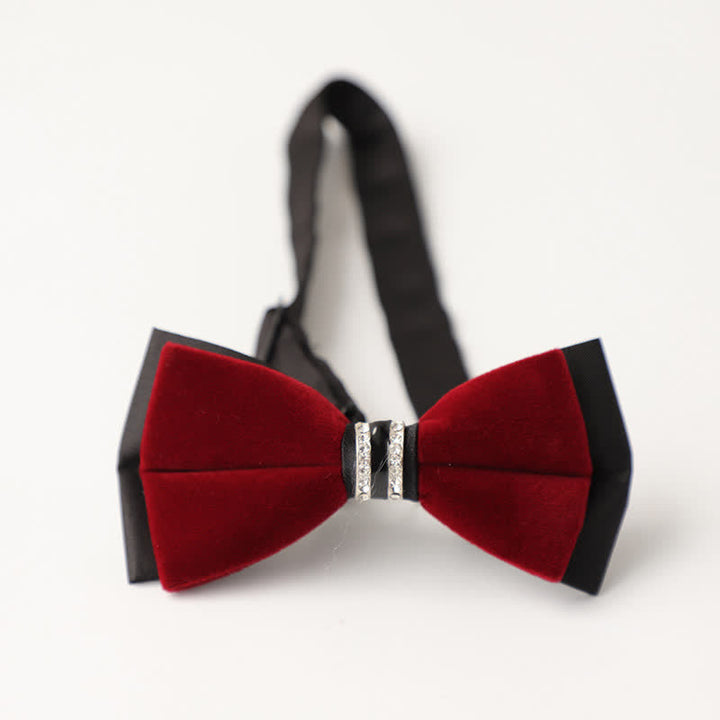 Men's Luxury Velvet Rhinestone Inlaid Wedding Bow Tie