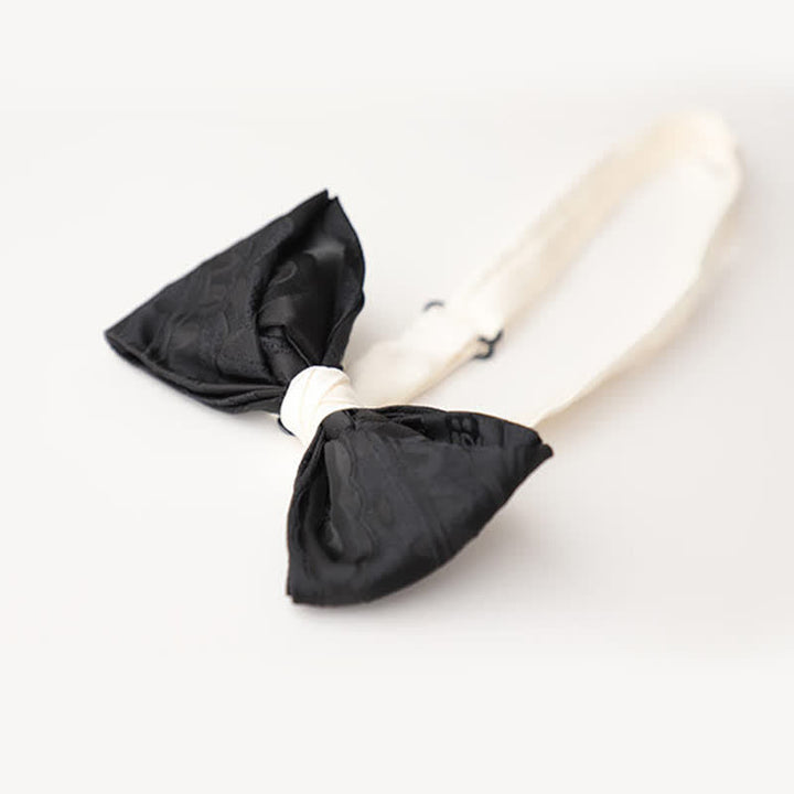 Men's Elegant Black Match White Bow Tie