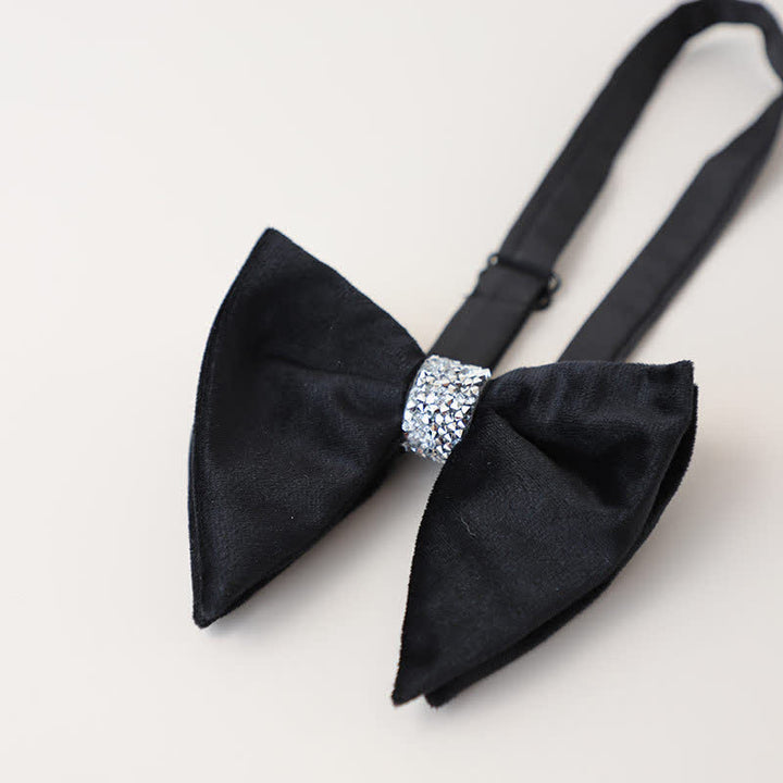 Men's Velvet Rhinestone Oversized Pointed Bow Tie