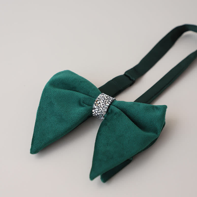 Men's Velvet Rhinestone Oversized Pointed Bow Tie