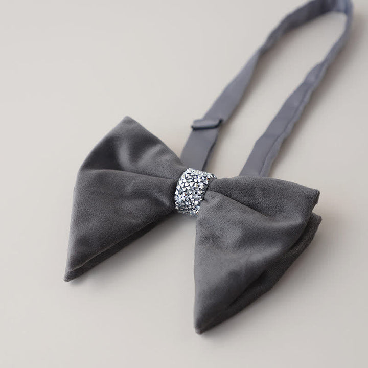 Men's Velvet Rhinestone Oversized Pointed Bow Tie