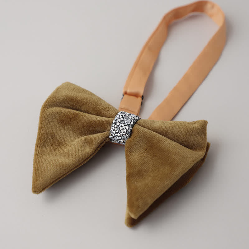 Men's Velvet Rhinestone Oversized Pointed Bow Tie