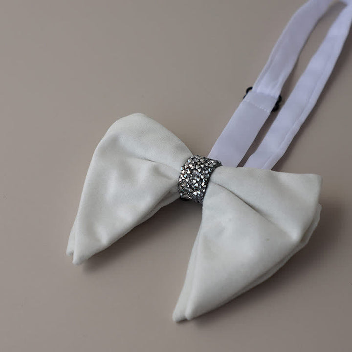 Men's Velvet Rhinestone Oversized Pointed Bow Tie