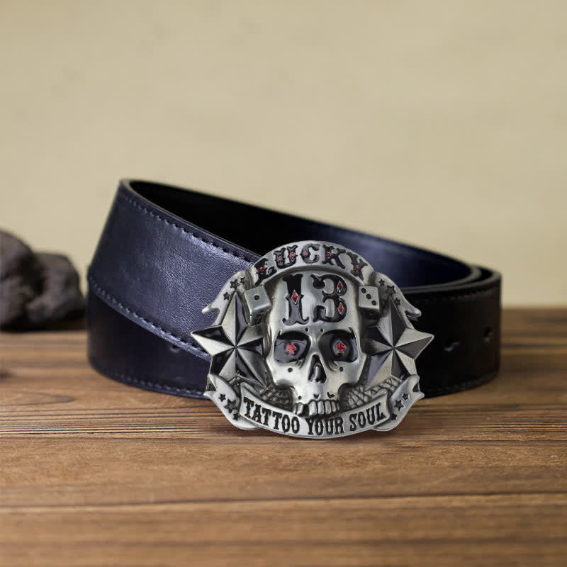 Men's DIY Enamel Skull Death Head Buckle Leather Belt