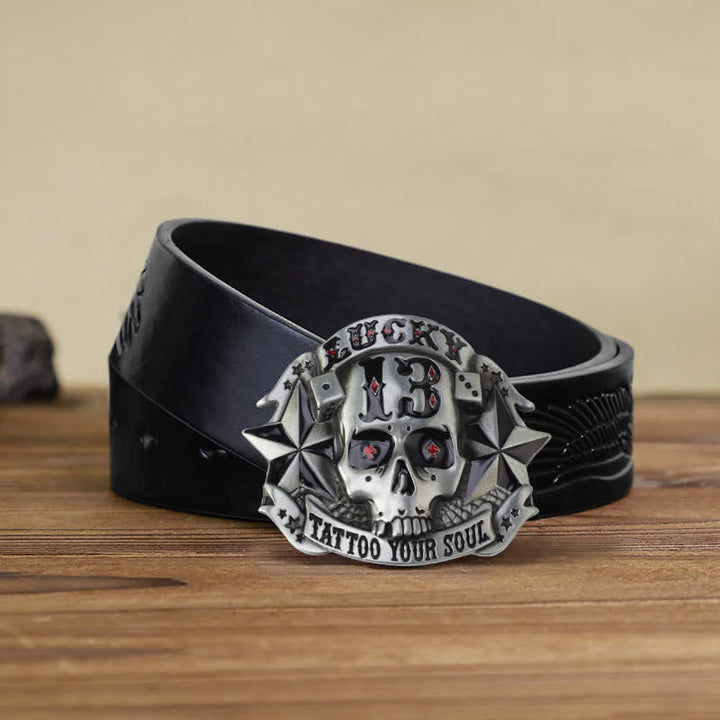 Men's DIY Enamel Skull Death Head Buckle Leather Belt