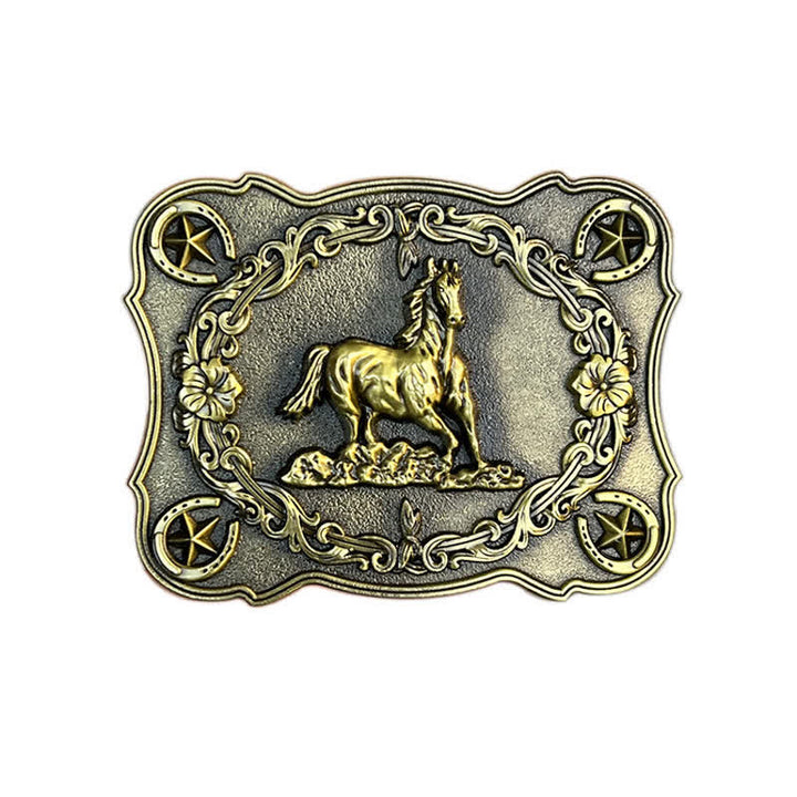 Men's DIY Wild Running Horse Buckle Leather Belt