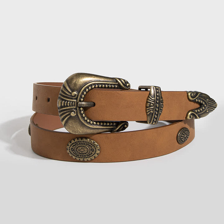 Women's Palace Style Concho Rivet Leather Belt