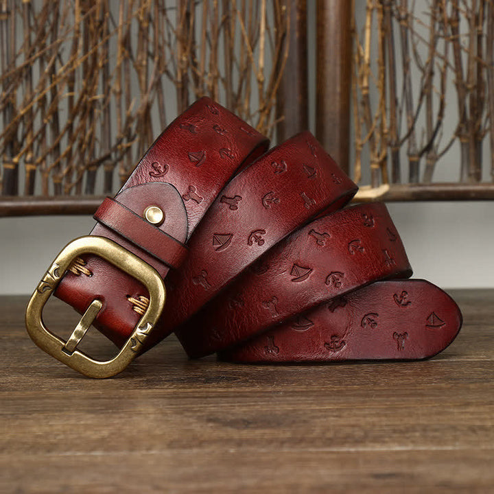 Men's Timeless Anchor Embossing Genuine Leather Belt