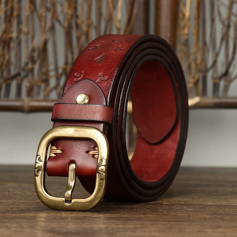 Men's Timeless Anchor Embossing Genuine Leather Belt