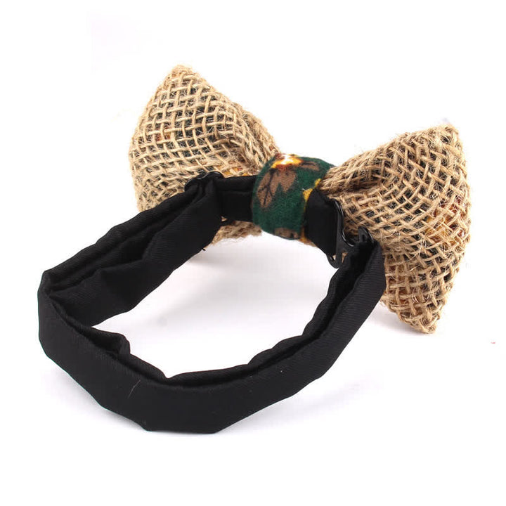 Men's Rustic Cotton Linen Patchwork Bow Tie