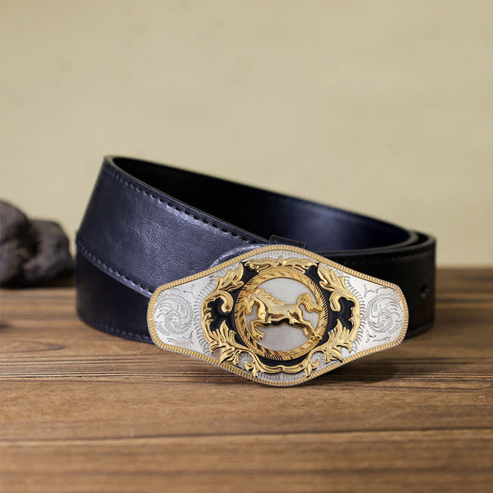 Men's DIY Western Golden Animal Buckle Leather Belt