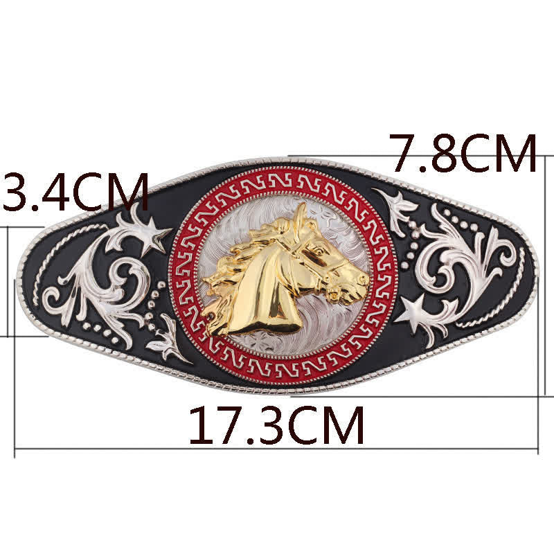 Men's DIY Western Black Gold Animal Buckle Leather Belt