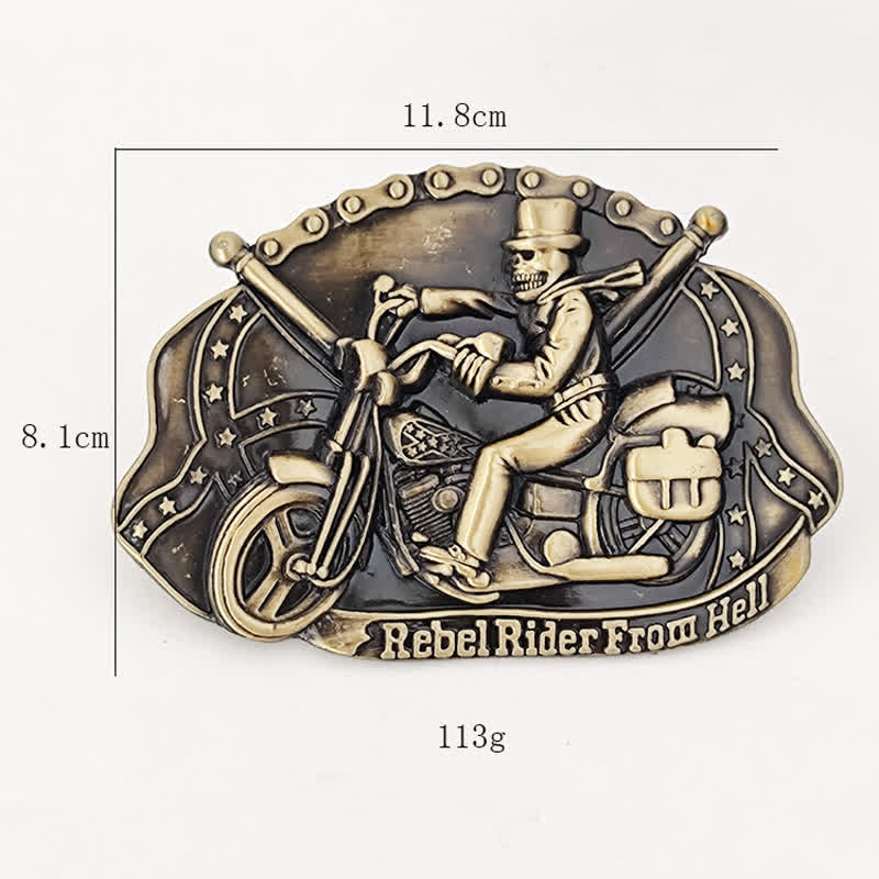 Men's DIY Motorcycle Skull Rider Buckle Leather Belt