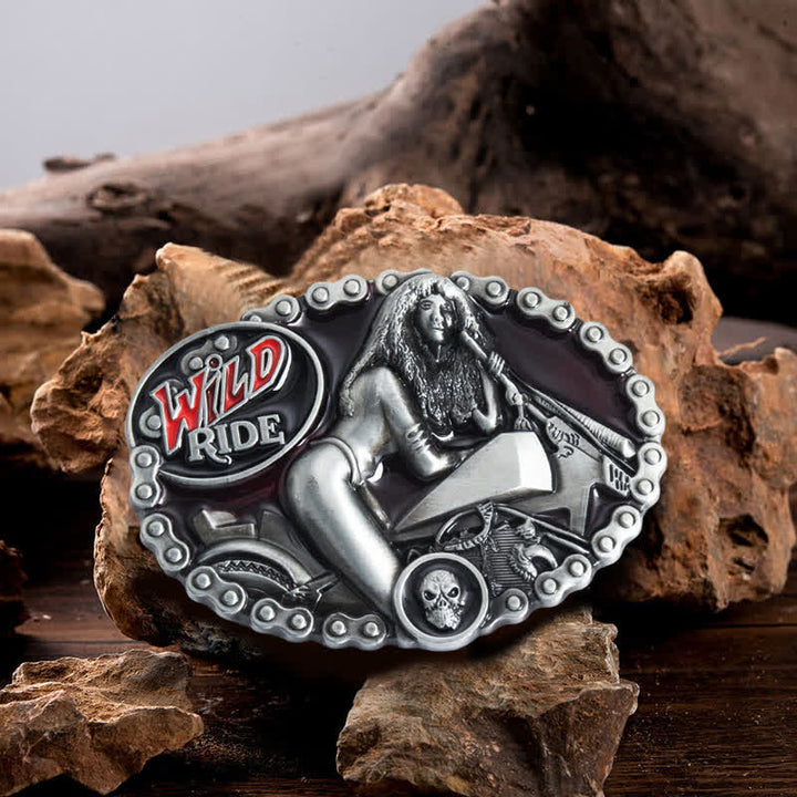 Men's DIY Wild Ride Motorcycle Lady Buckle Leather Belt