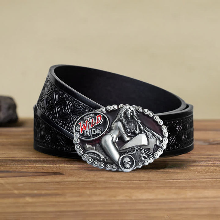 Men's DIY Wild Ride Motorcycle Lady Buckle Leather Belt