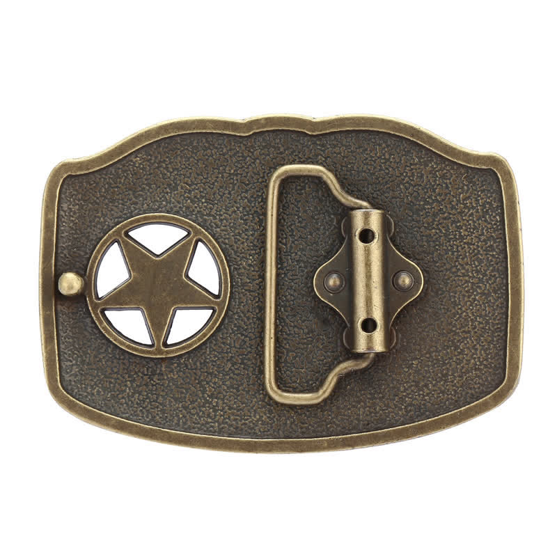 Men's DIY Texas Hollow Pentagrame Buckle Leather Belt