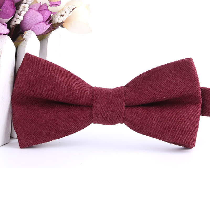 Men's Suede Solid Candy Color Formal Bow Tie