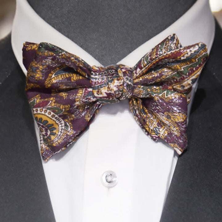 Men's Ethnic Bohemia Print Double Layers Bow Tie