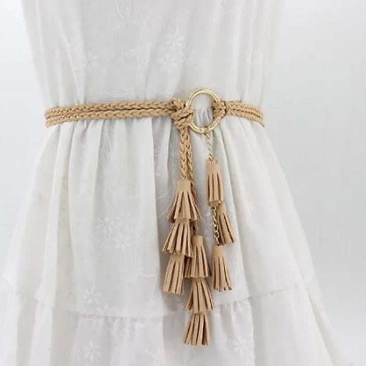 Women's Bohemian Tassels Braided Waist Rope Belt