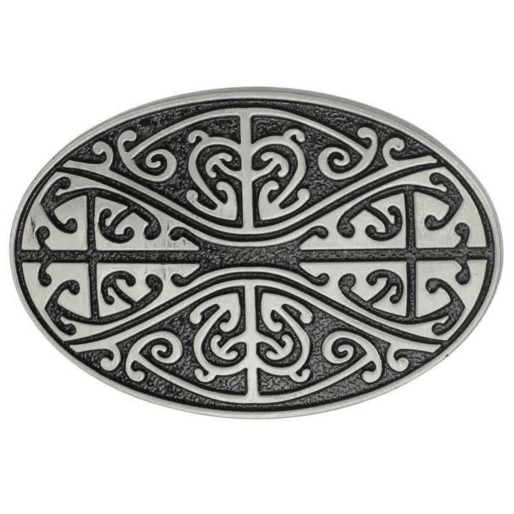 Men's DIY Celtic Cross Pattern Buckle Leather Belt