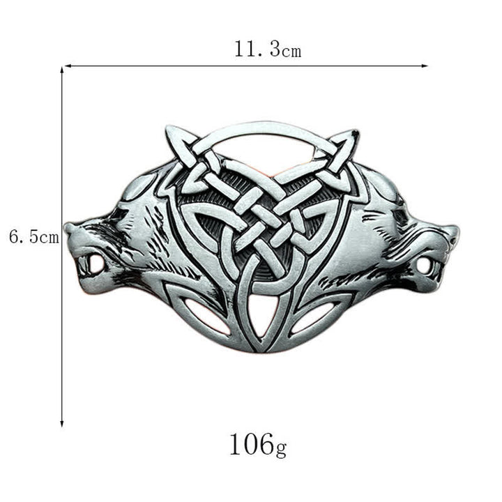 Men's DIY Wolf Head Celtic Knot Buckle Leather Belt