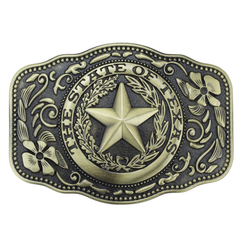 Men's DIY Five Star Texas State Buckle Leather Belt