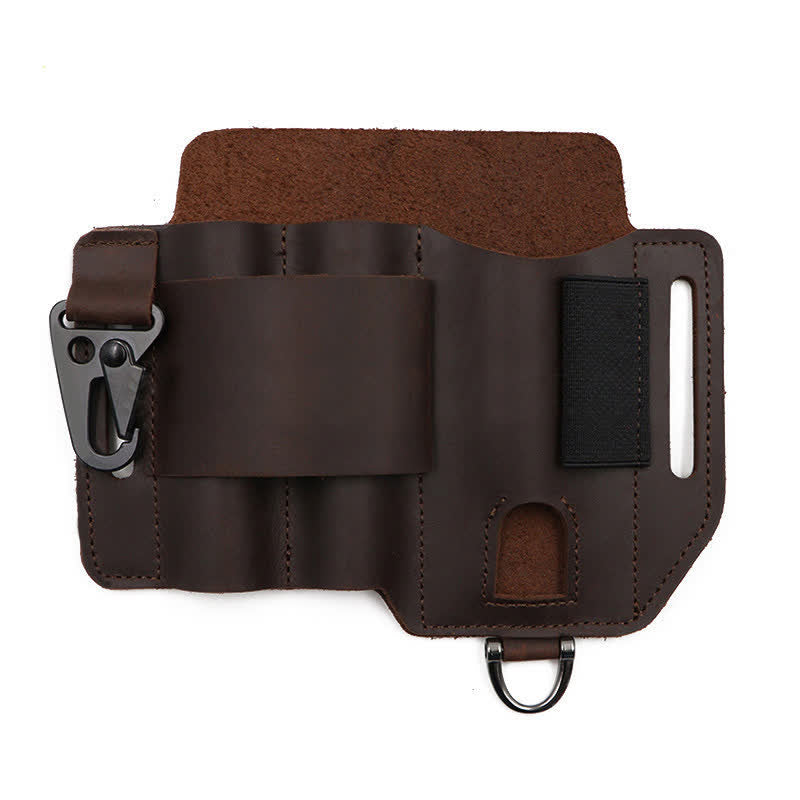 Multifunctional EDC Tools Organizer Leather Belt Bag