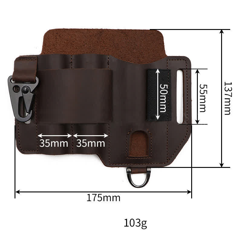 Multifunctional EDC Tools Organizer Leather Belt Bag