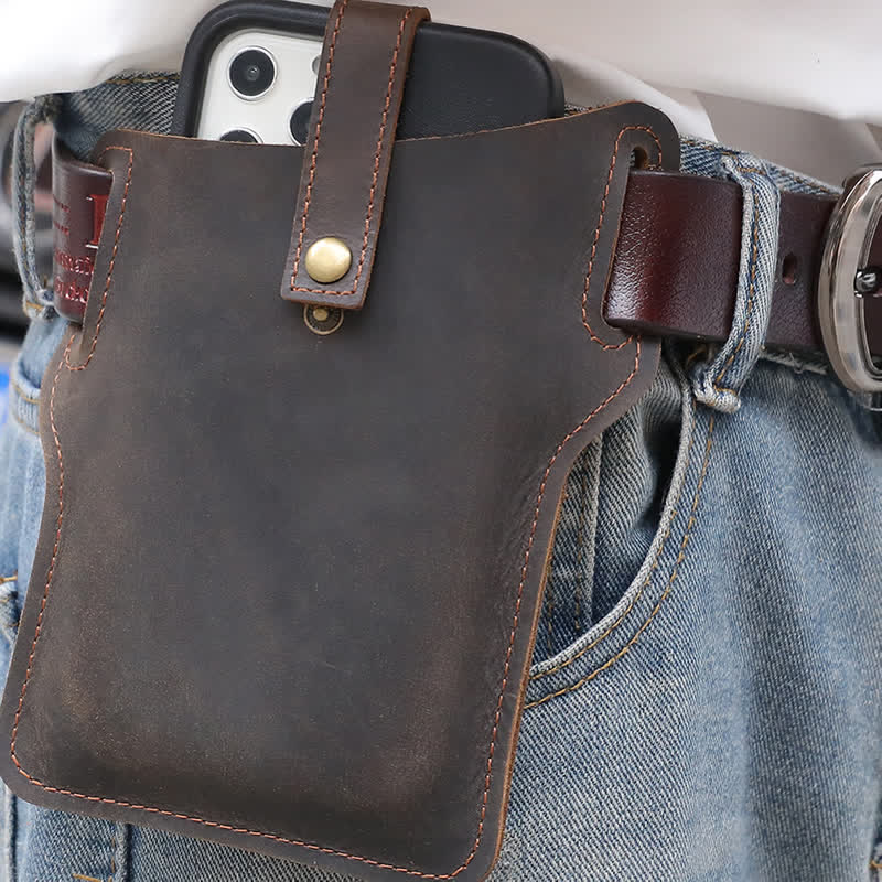 Retro Cell Phone Convenient Carry Leather Belt Bag