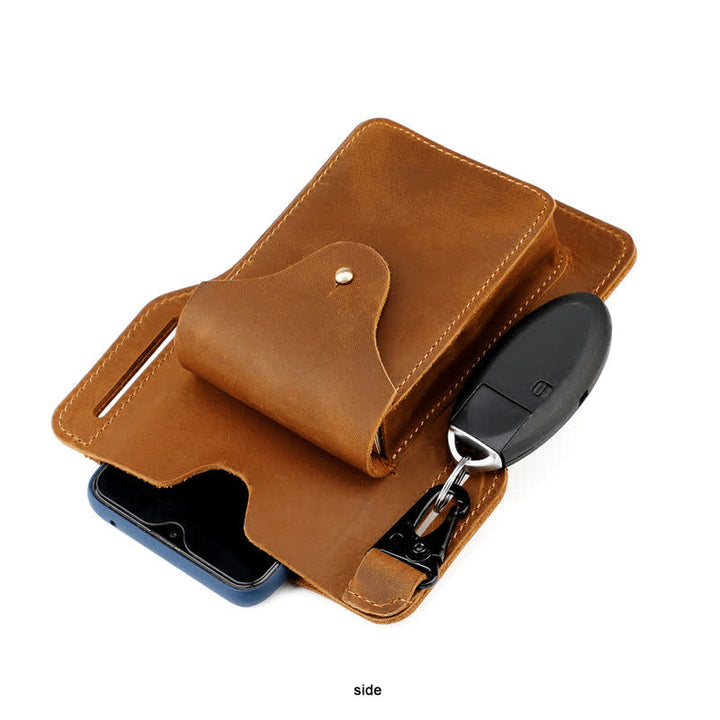 Outdoor Mobile Phone Holster Keychains Leather Belt Bag