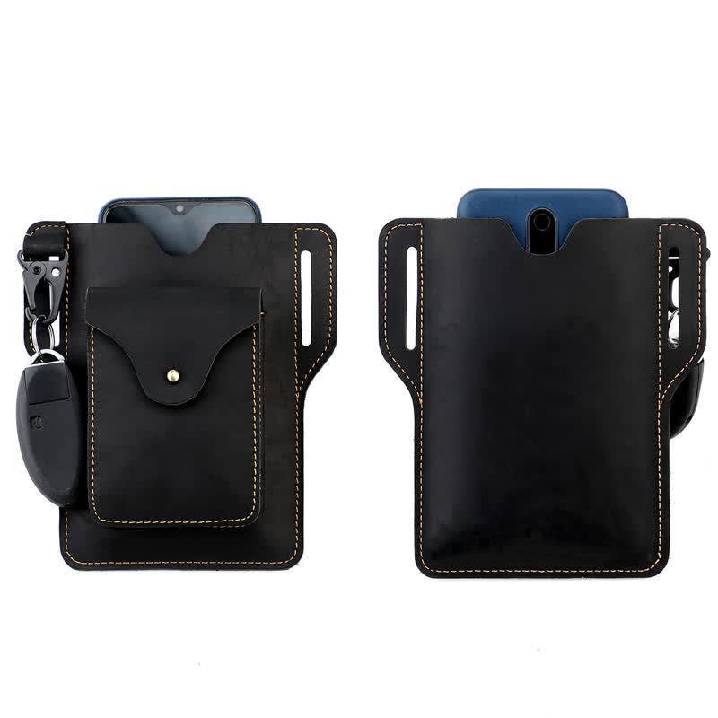 Outdoor Mobile Phone Holster Keychains Leather Belt Bag