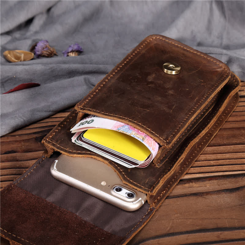 Travel Waist Hanging Pack Hook Leather Belt Bag