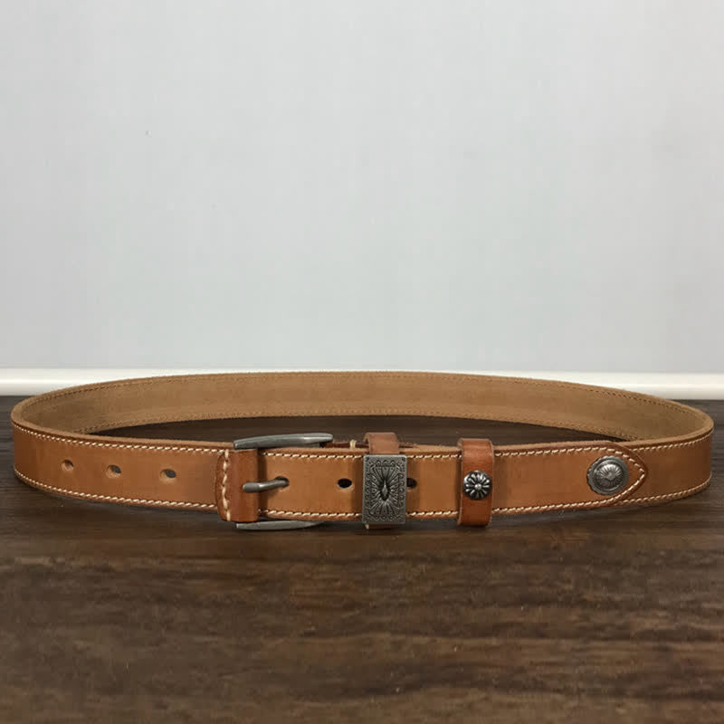 Decorative Square Buckle Rivet Jeans Leather Belt