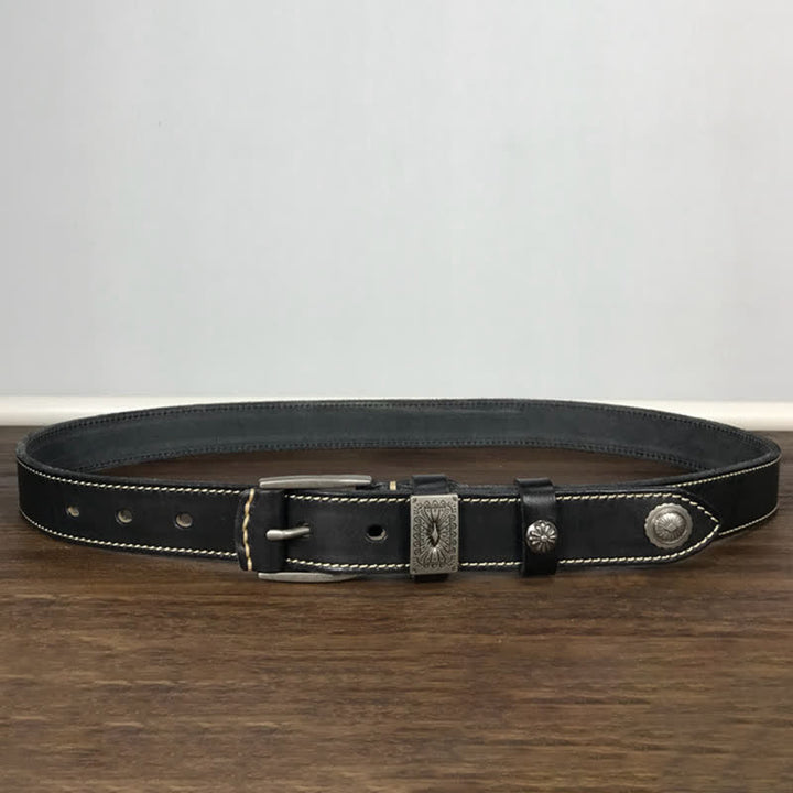 Decorative Square Buckle Rivet Jeans Leather Belt